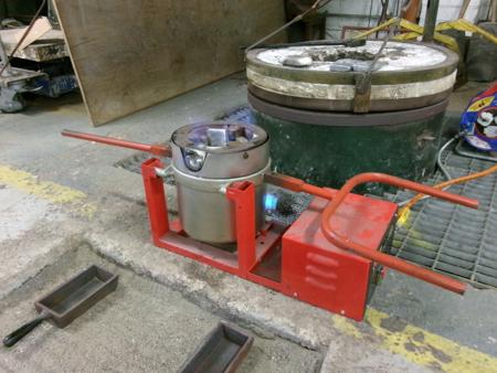 heating the aluminium in a crucible