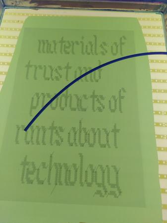 close-up of silkscreen ready for exposure.